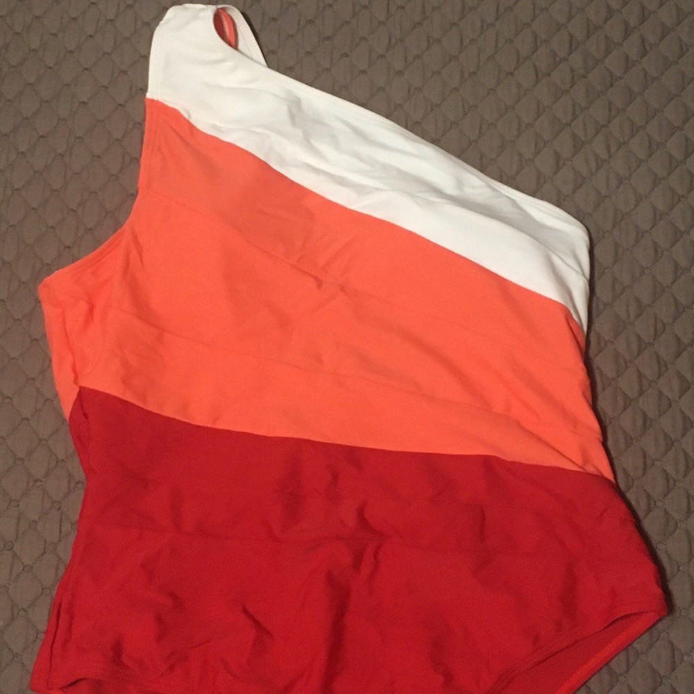 NWOT Womens One Piece One Shoulder Colorblock Swimsuit